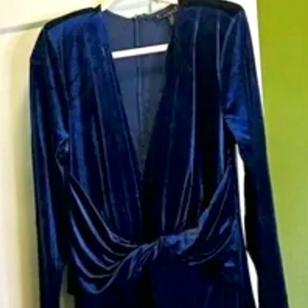 Eloquii deep Blue Velvet Dress, 20 - Picture 3 of 4